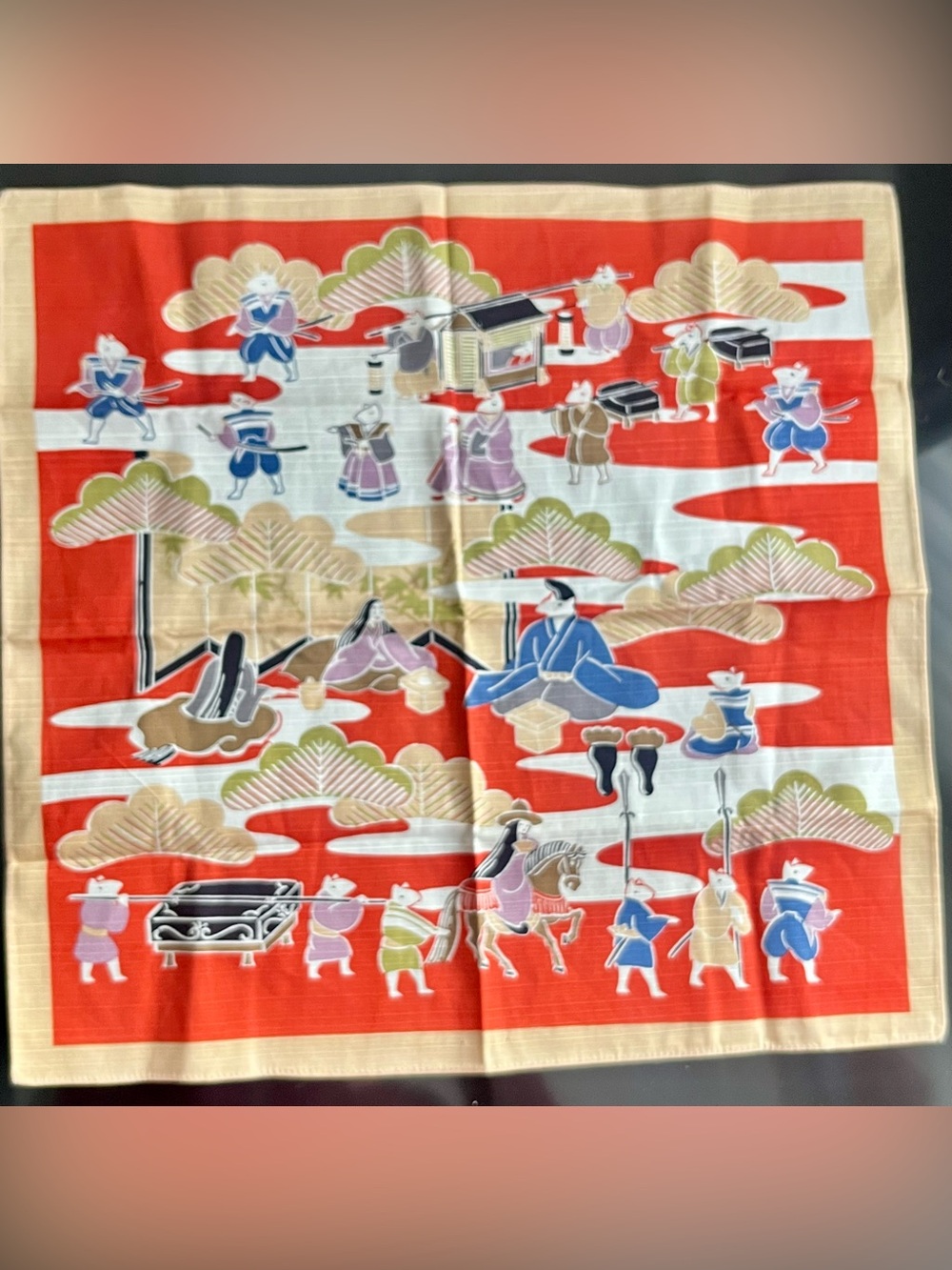 Vintage Japanese Furoshiki Wrapping Cloth - Kyoto